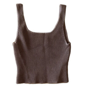 Quince Chocolate Brown Ribbed Tank Top Stretch Women’s Small 4 6 Cropped